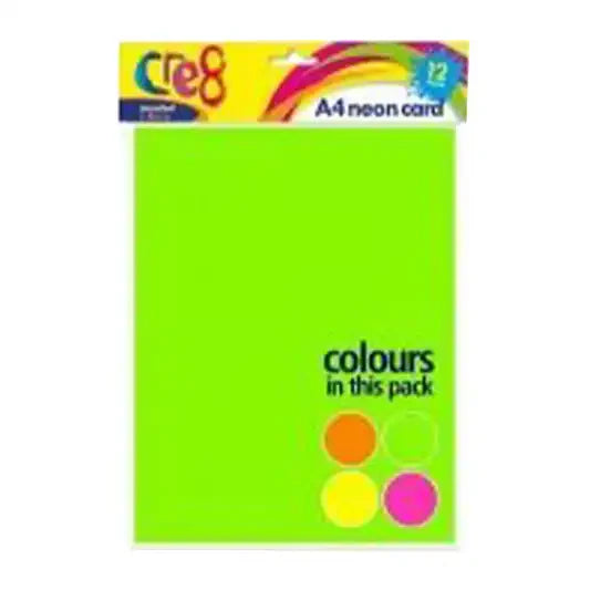 A4 Neon Card, 12 sheets