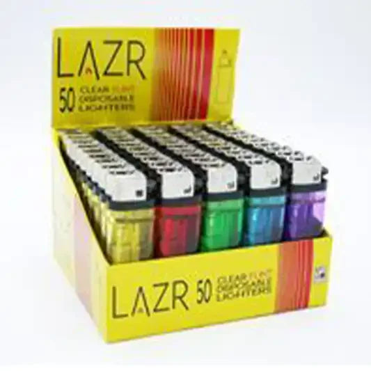 LAZR DISPOSABLE FLINT LIGHTERS IN DISPLAY 50 x*