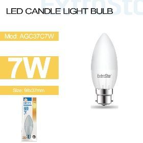 7W LED CANDLE BULB B22. 3000K PAPER PACK (AGC37C7W)*