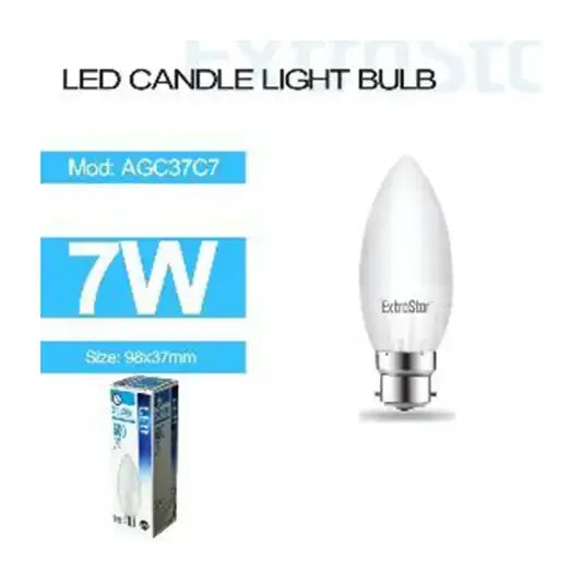 7W LED CANDLE BULB B22. 6500K PAPER PACK (AGC37C7)