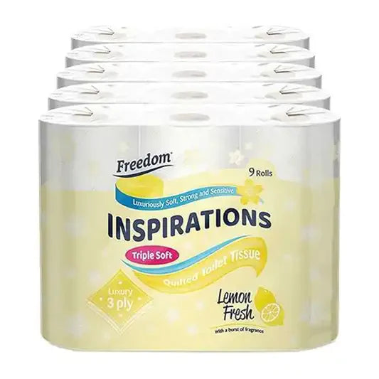 Freedom Inspirations Quilted 3 Ply Scented Toilet Paper 45 Rolls (Lemon)