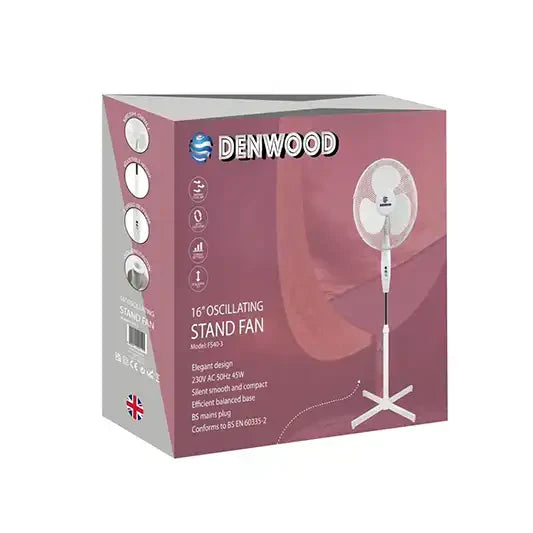 16-Inch Stand Fan White Cross Base