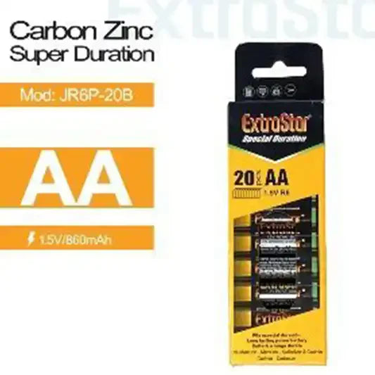 EXTRASTAR AA  CARBON ZINC BATTRIES (PACK OF 20) (JR6P20B)
