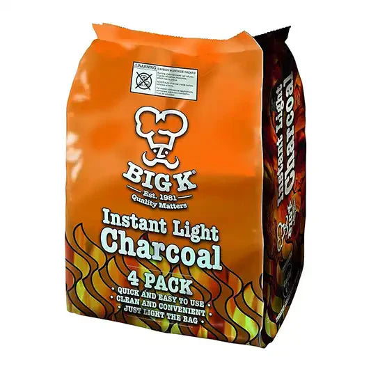 Big K Instant Light Lumpwood Charcoal, 4x1kg Bags Instant BBQ Charcoal