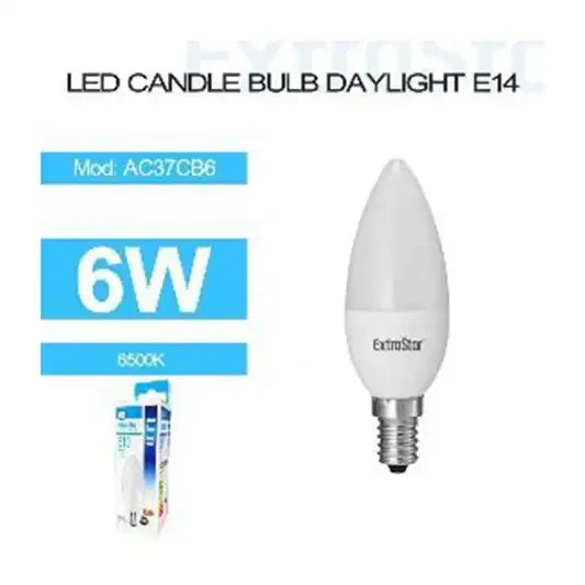 6W E14 C37 CANDLE LED LIGHT BULB DAY LIGHT (PAPER PACK) (AC37CB6)