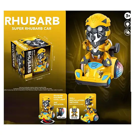 SUPER RHUBARB CAR ROBOT W/LIGHT AND MUSIC INCLUDING BATTERY