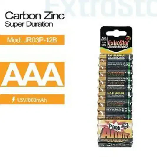 EXTRASTAR AA A CARBON ZINC BATTRIES (PACK OF 12) (JR03P-12B)