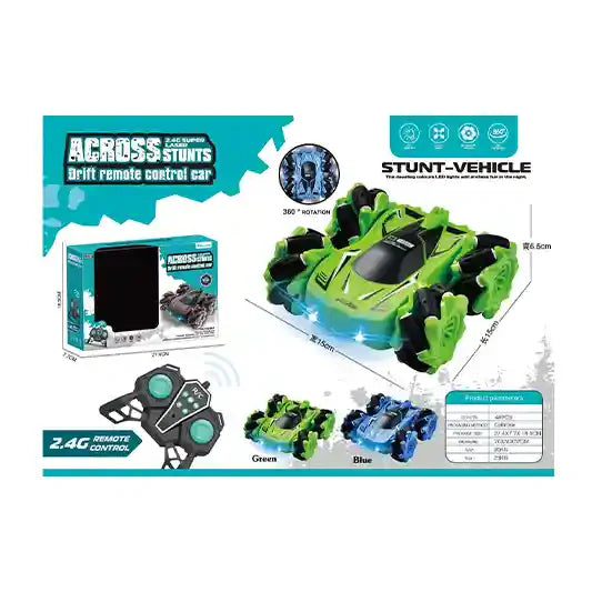 Double sided side stunt car with music and automatic lighting demonstration/in cluding battery [TJ2072]