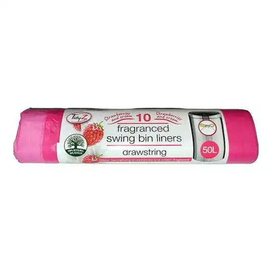 Tidyz Strawberries and Cream Fragranced Swing Bin Liner (10 x 50l)