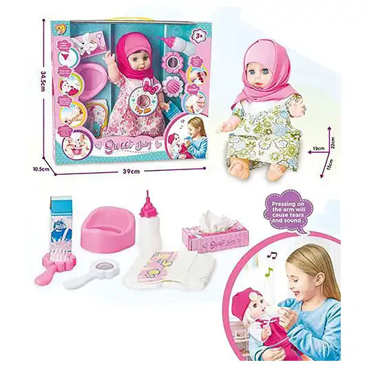 SWEET BABY- 14 INCH ENAMEL DOLL W/ACCESSORIES - DK665186