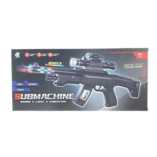 SUBMACHINE GUN W/LIGHT AND SOUND INCLUDING BATTERY