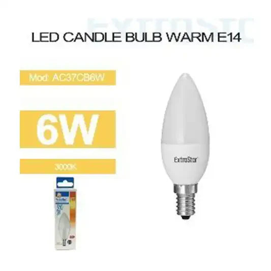 6W E14 C37 CANDLE LED LIGHT BULB WARM (PAPER PACK) (AC37CB6W)
