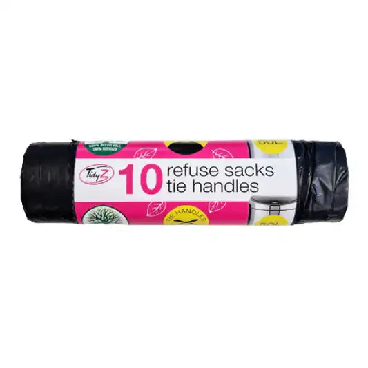 TIDYZ 50L REFUSE SACKS WITH TIE HANDLES 10'S