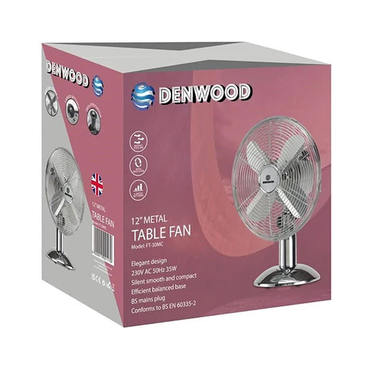 12-Inch Metal Table Fan Silver