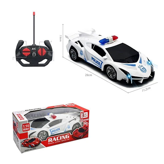 1:14 R/C POLICE CAR 4 FUNCTIONS W/LIGHT(INCLUDING BATTERY) - (28CM) - DK653924