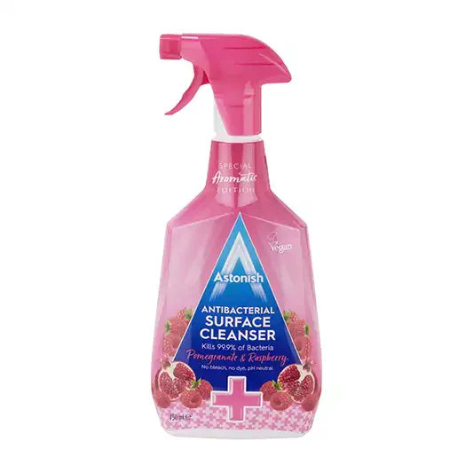 ASTONISH 6X750ML ANTIBACTERIAL SURFACE CLEANSER SPRAY POMEGRANATE & RASPBERRY