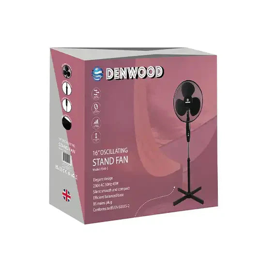 16-Inch Stand Fan Black Cross Base